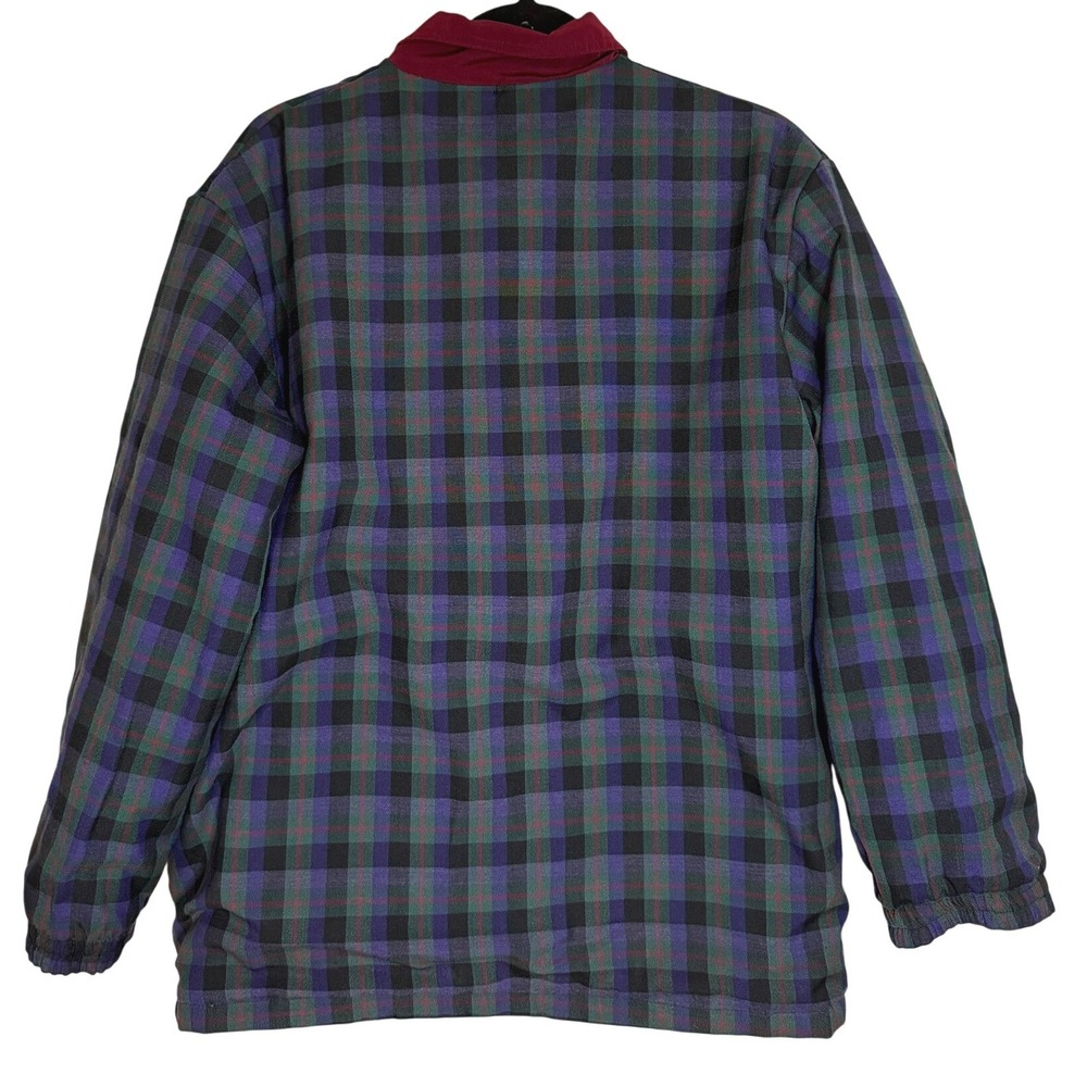 Vintage Plaid Chore Jacket Womens XL Oversized Lightweight Lined Hood Pockets - Picture 3 of 6